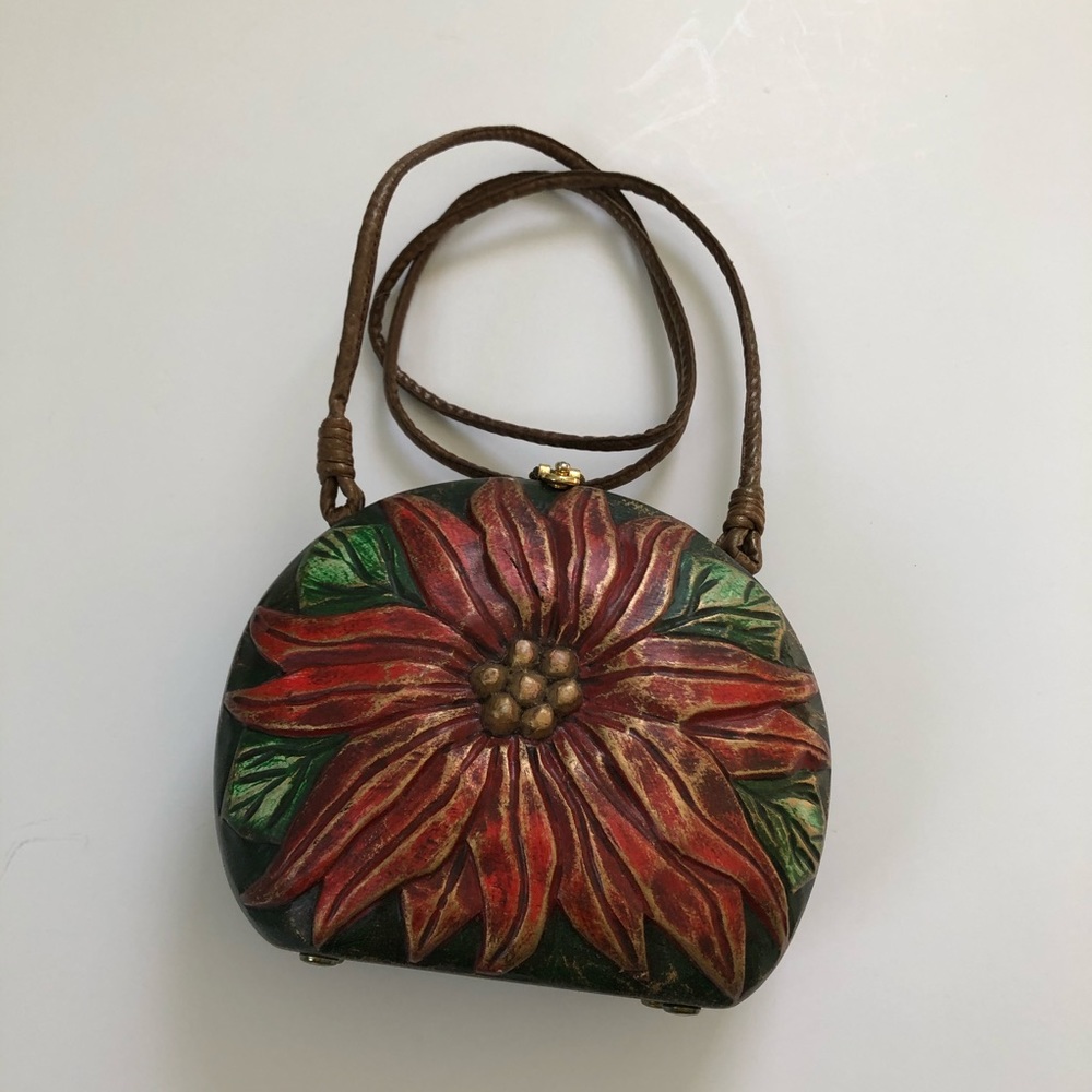 Timmy Woods of Beverly Hills hand-carved wooden Purse vintage - Picture 3 of 7